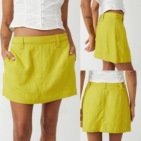Free People Mini Skirt Linen Blend Can’t Blame Me - Picture 13 of 13